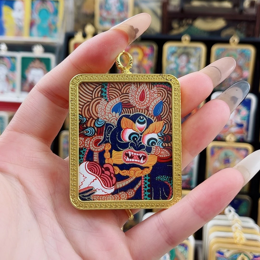 吊坠黑财神 纯手绘唐卡