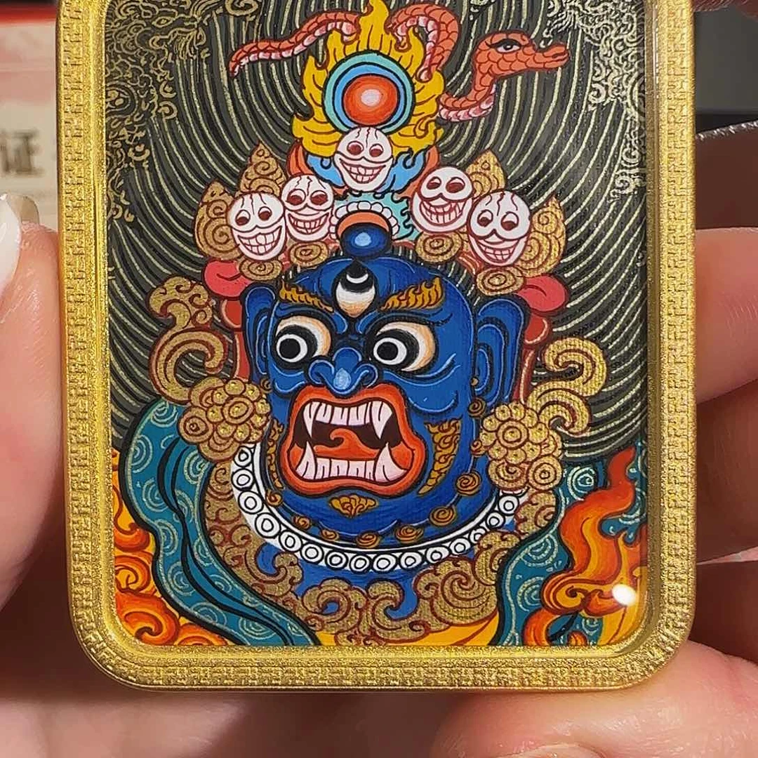 装裱画纯手绘天然矿料 大黑天 普华东智绘