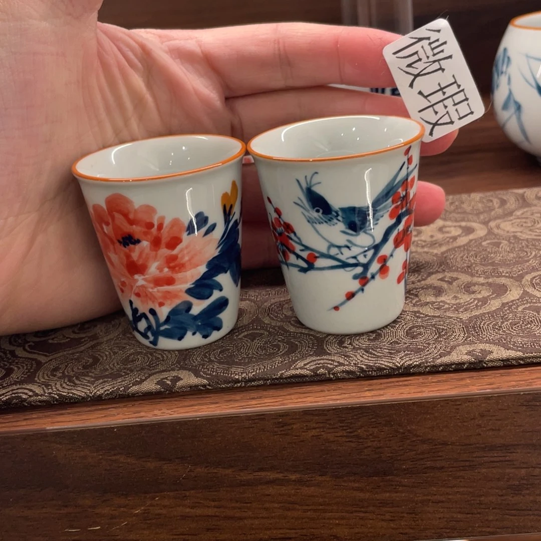 釉下手绘茶具微瑕