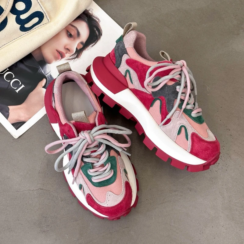 小蛮腰厚底华夫阿甘鞋女2025新款秋季网红超火运动旅游百搭老爹鞋