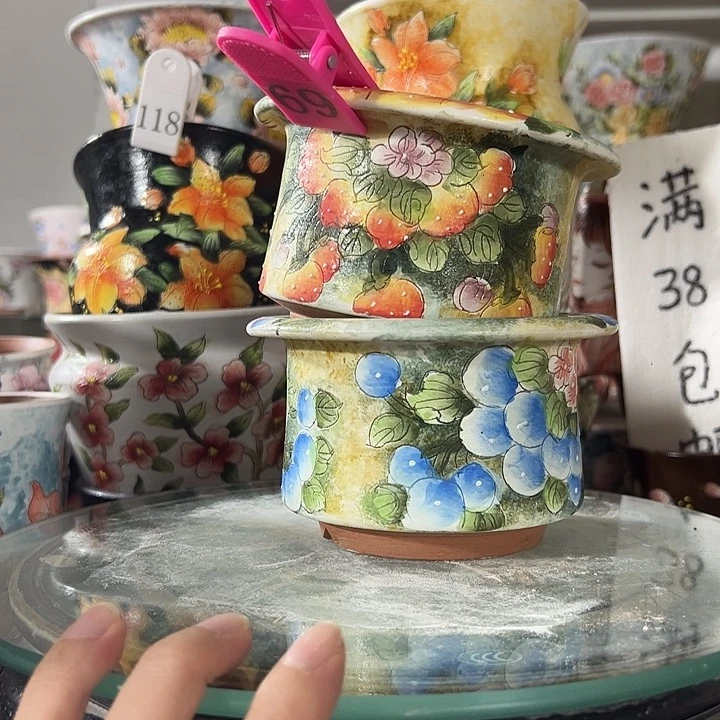 饼***耶景德镇手绘花盆满38包邮偏远地区除外