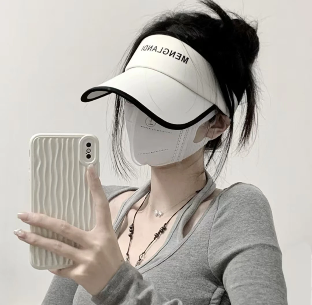 防晒帽子女夏季新款遮脸显脸小防紫外线太阳帽跑步运动鸭舌空顶帽