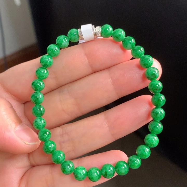 翡翠未镶嵌手链天然缅甸A货翡翠 卡6mm