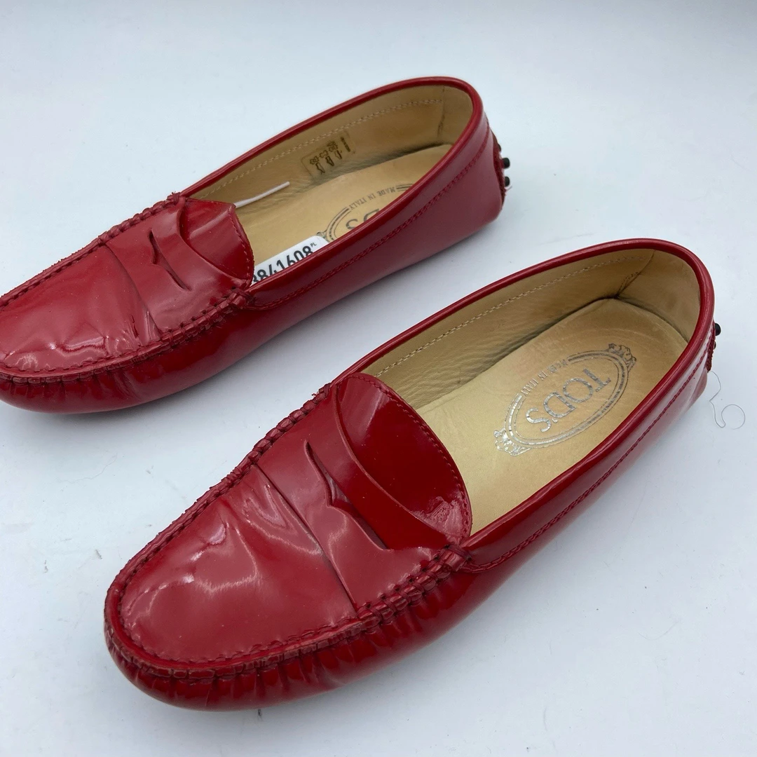 90新 TOD’S/托德斯 36.5码/tods漆皮豆豆鞋/鞋面裂纹/无盒/9新