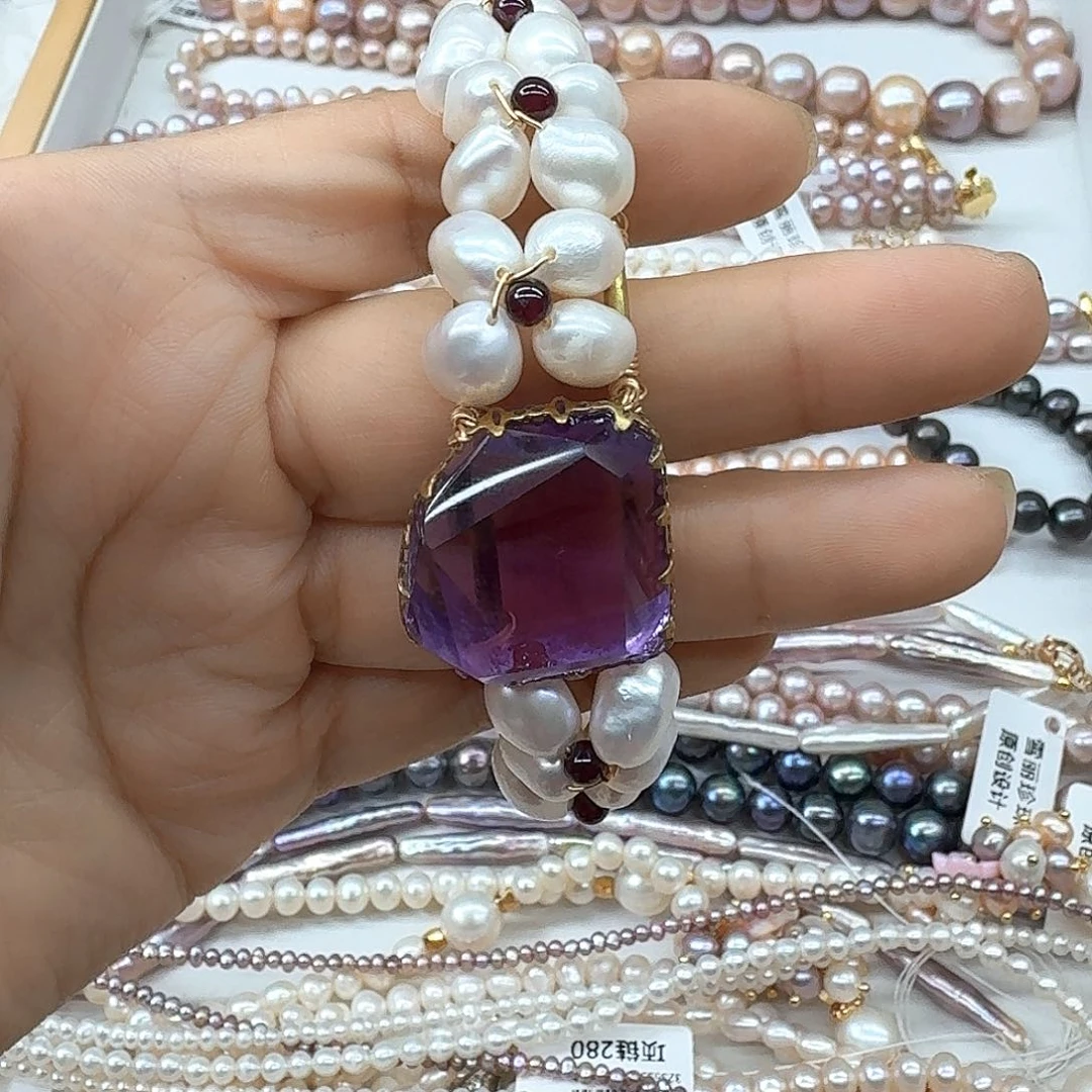 蓝***灵淡水珍珠未镶嵌颈饰