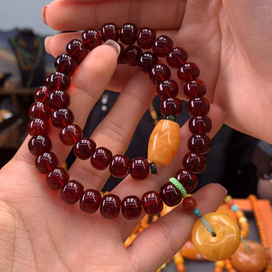 血珀手串未镶嵌天然