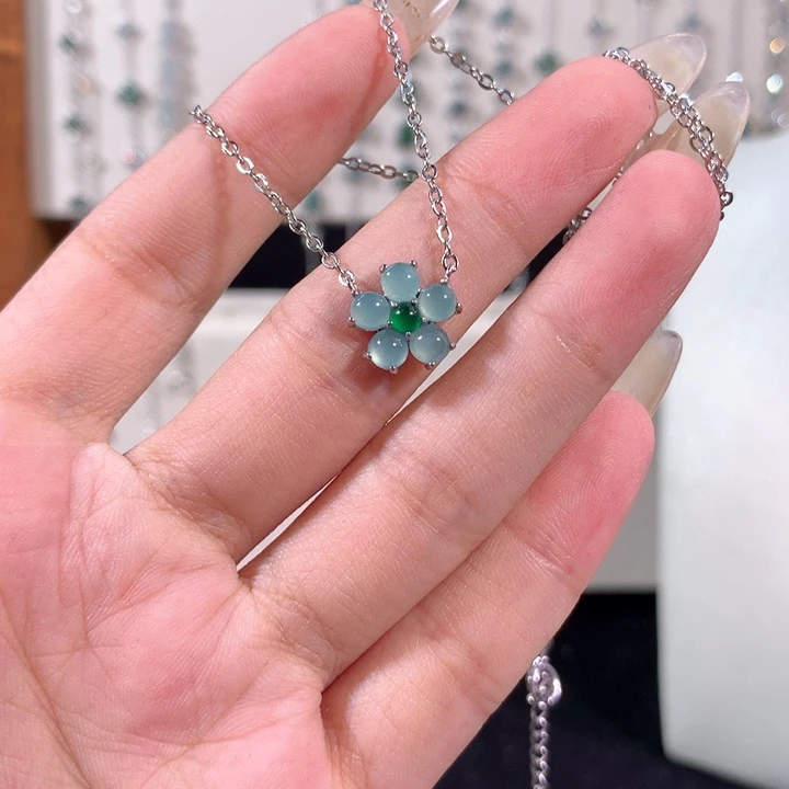 翡翠银S925镶嵌颈饰162蓝