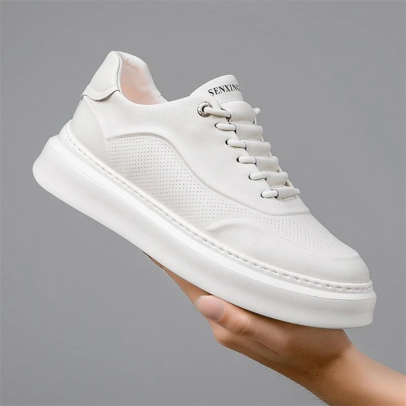 PTRICH小白鞋男新款真皮板鞋男士厚底明星同款运动鞋四季休闲鞋