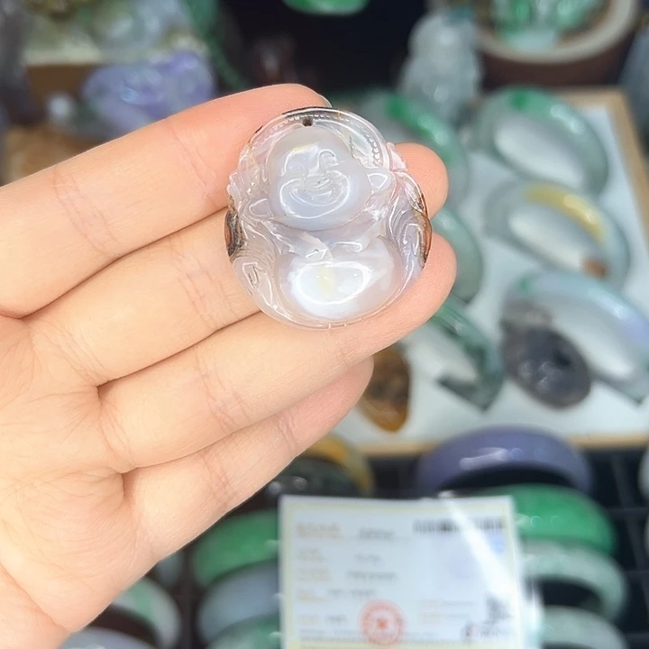 玛瑙/玉髓未镶嵌颈饰玉髓笑佛特价不退