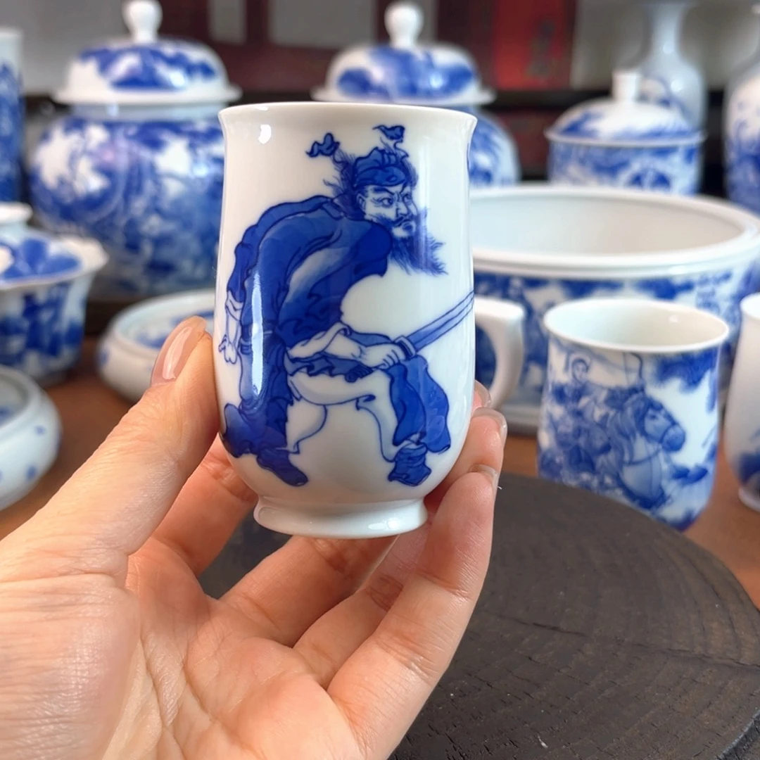 你****？微瑕手绘钟馗青花杯子