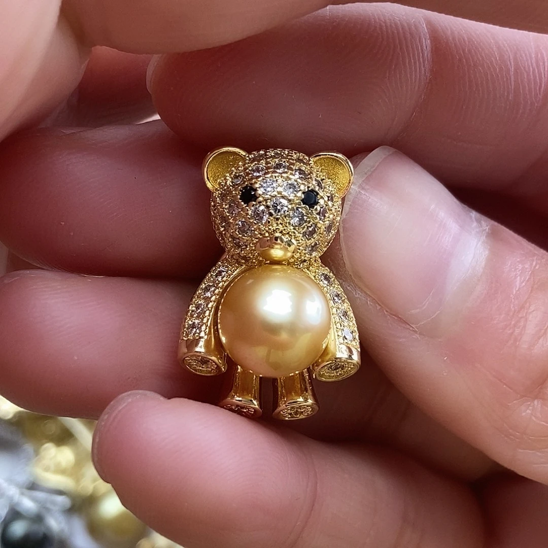 海水珍珠胸针合金