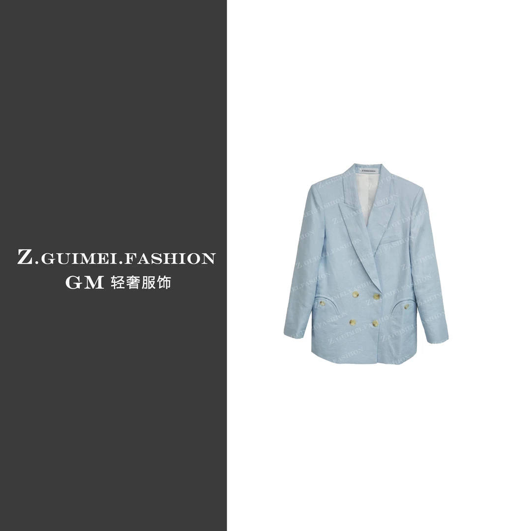 【肆姐高定】时尚外翻领亚麻外套X1118