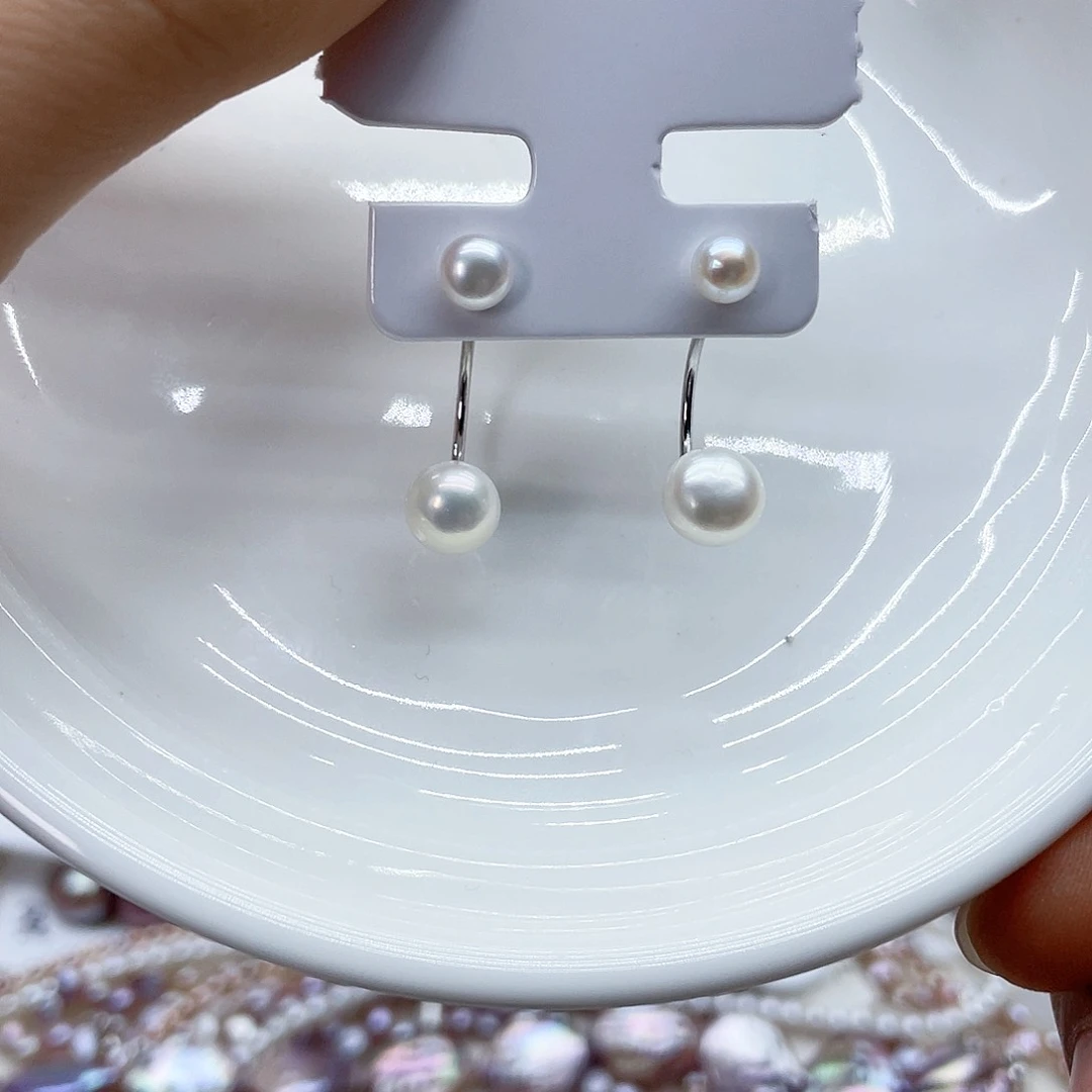 银S925镶嵌耳饰淡水珍珠