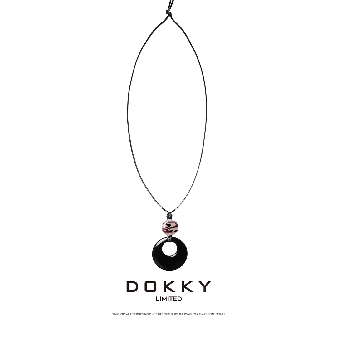 非金属布艺项链 Dokky「圆满」天然琉璃.小众吊坠项链