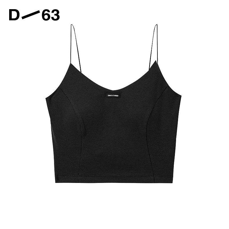 D/63黑色露背修身背心可调节吊带性感吊带显瘦打底背心5F2B11337