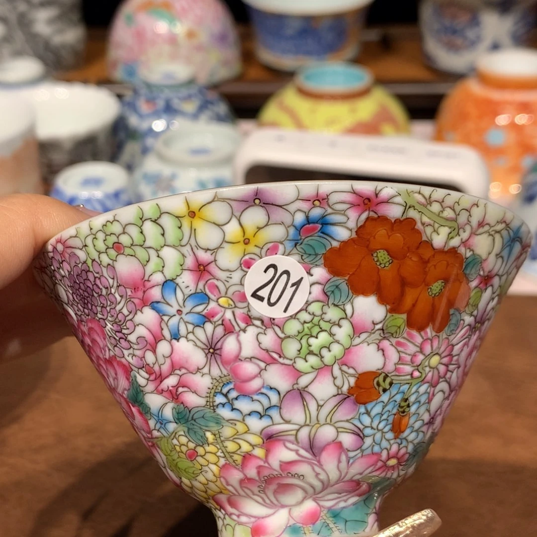 摆件心**成201万花茶杯一只微瑕啦啦啦啦