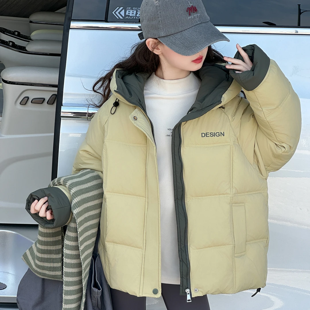 女童棉服冬装2025新款洋气中大儿童冬季洋气加绒加厚连帽棉衣棉袄