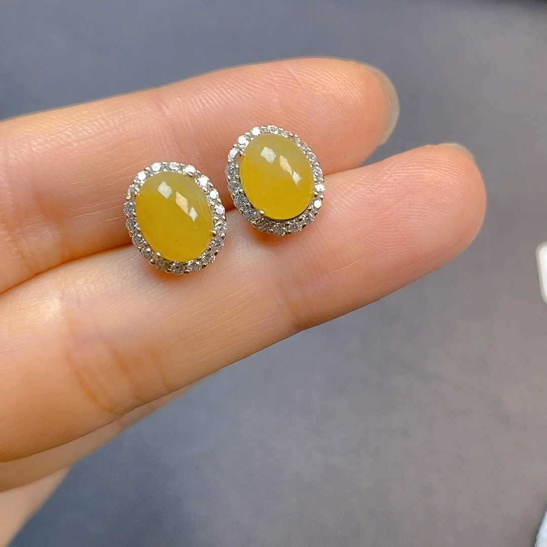 翡翠银S925镶嵌耳饰