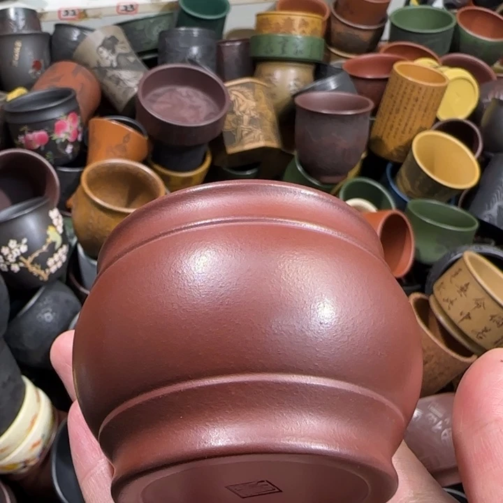 茶杯绿泥全手工紫砂