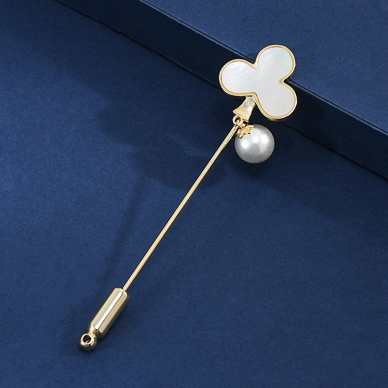 轻奢拼色植物花卉胸针长款简约日韩胸花ins金色ins风时尚服装配饰