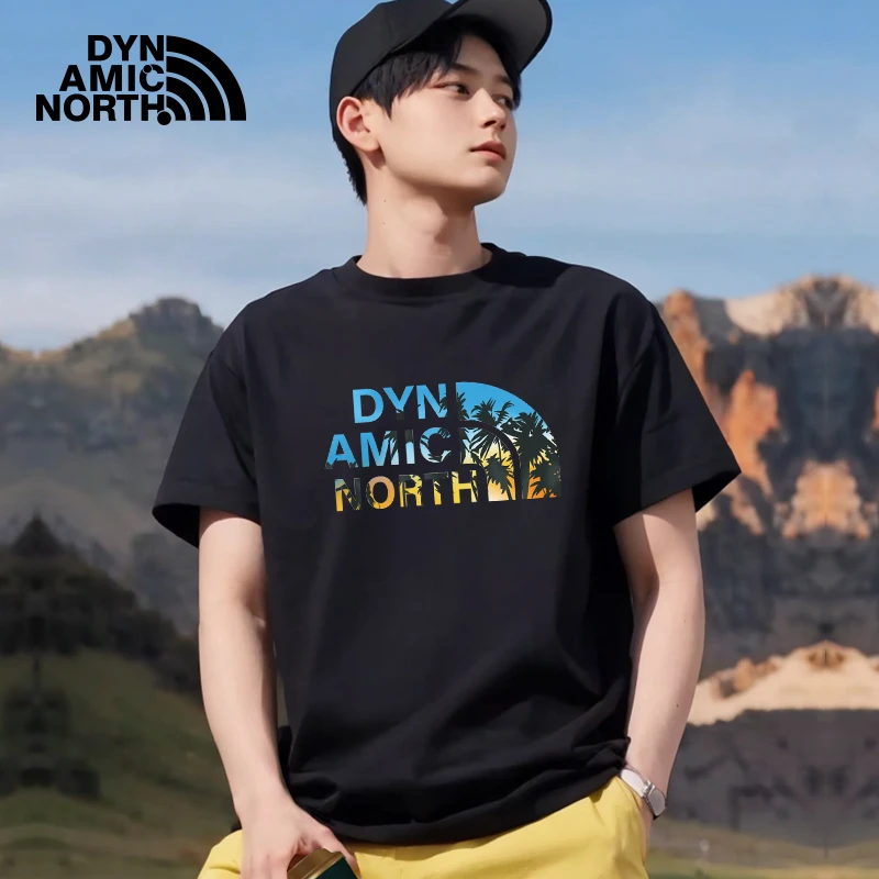 动感北面户外纯棉短袖T恤男宽松打底衫2025新款休闲情侣圆领t男士