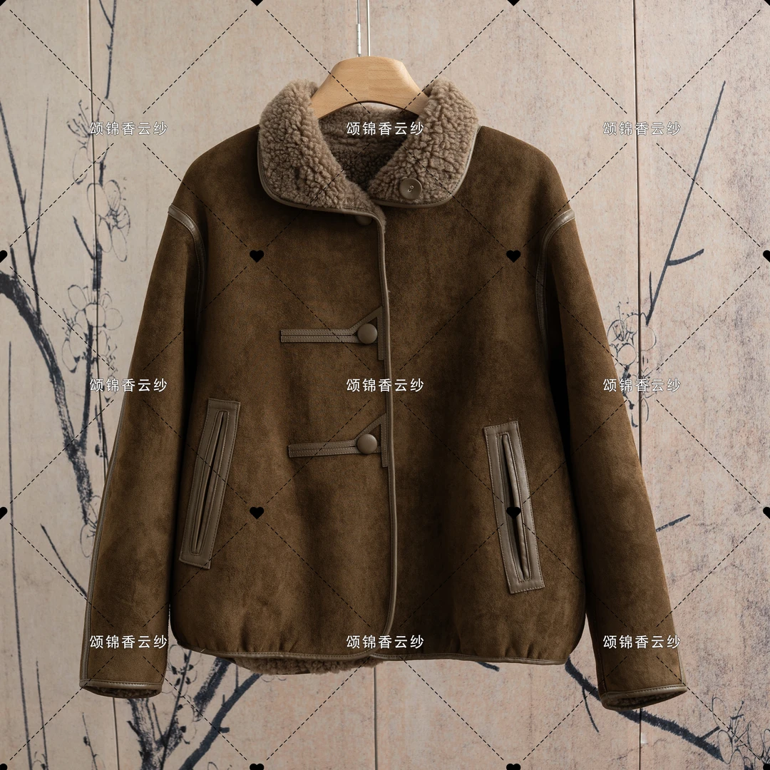 【顺】新中式秋冬新款双面双穿立领一体女时尚颗粒外套K22