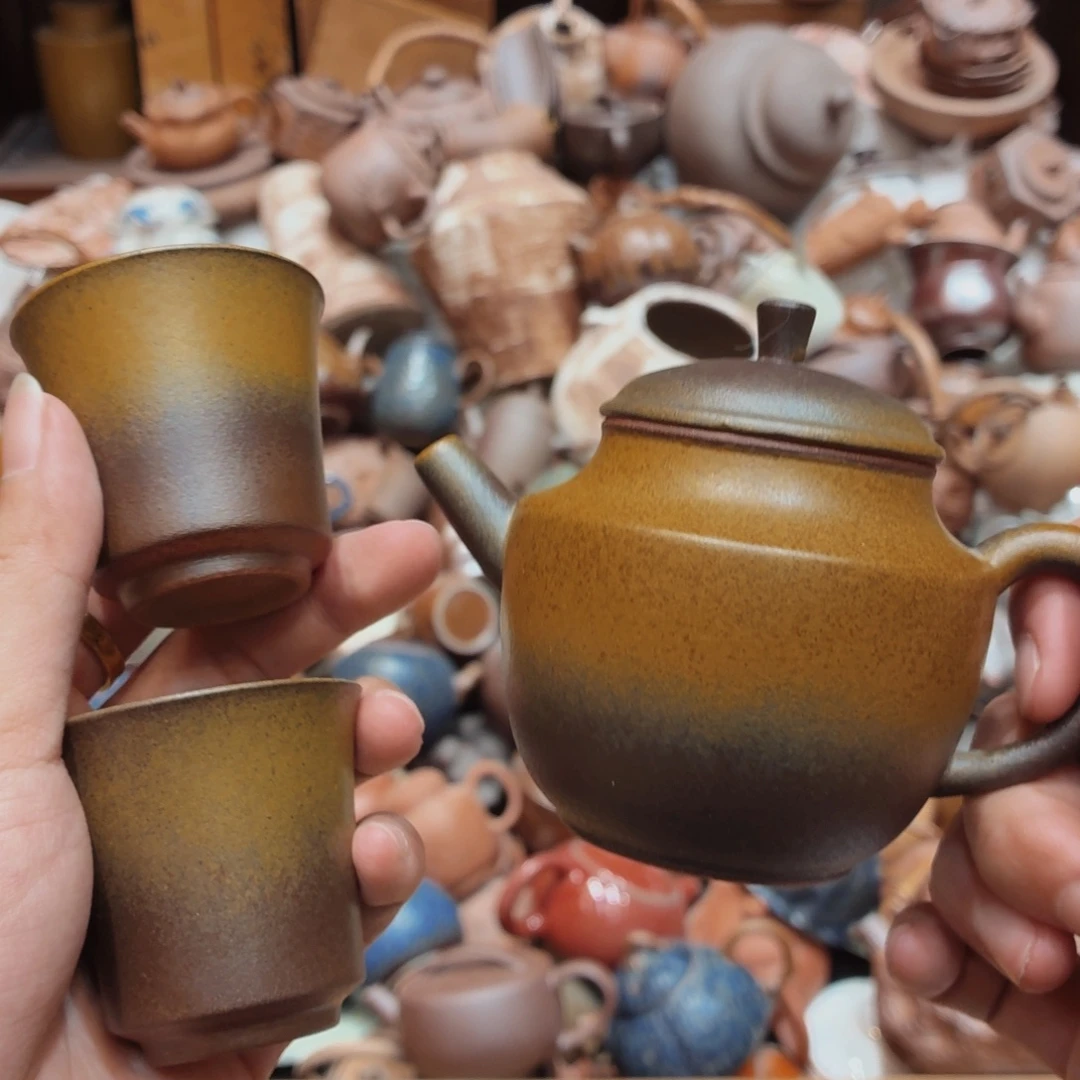 柴烧老岩泥高温茶器皿