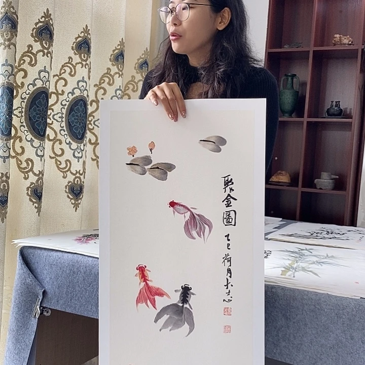 国画纯手绘国画写意作品34*68