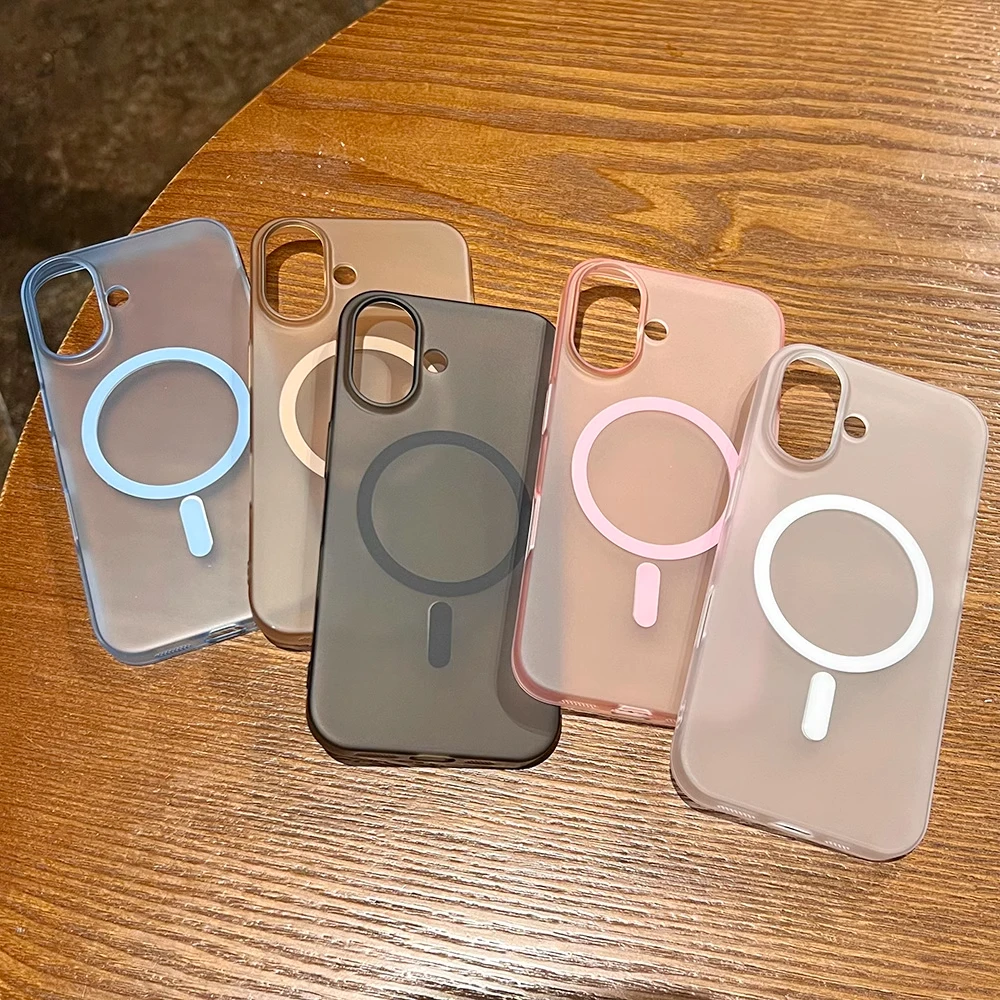 适用于iPhone16手机壳新款超薄磨砂苹果16plus磁吸15promax硬/17