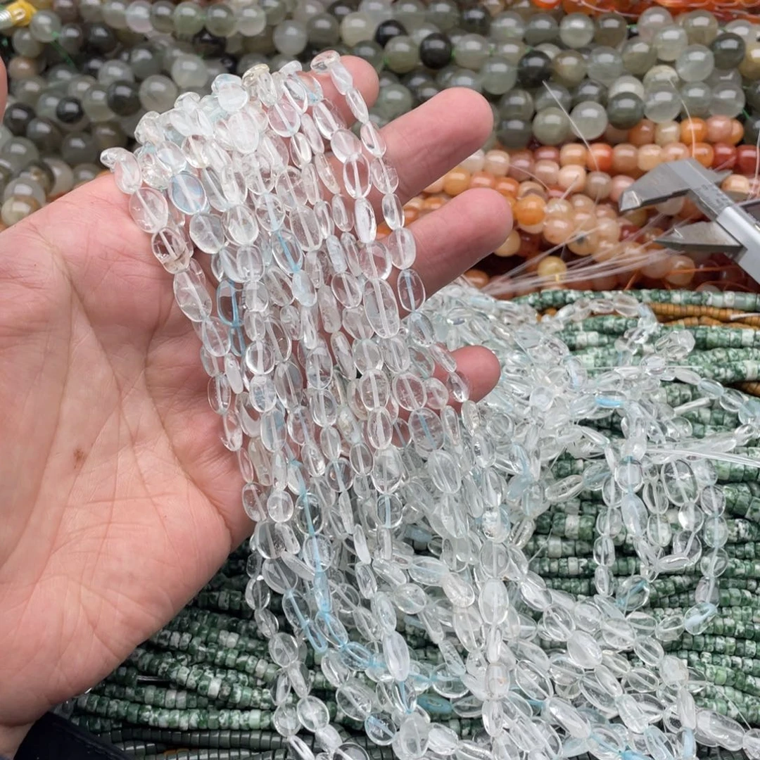 玛瑙/玉髓珠宝半成品未镶嵌一条装7mm左右白水椭圆片