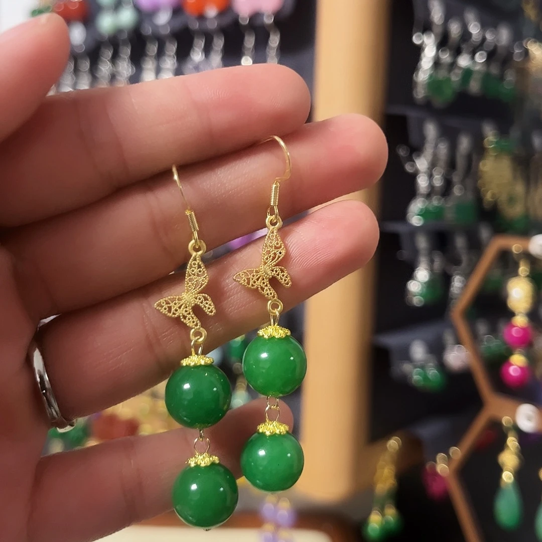 锆石纯铜925银耳饰