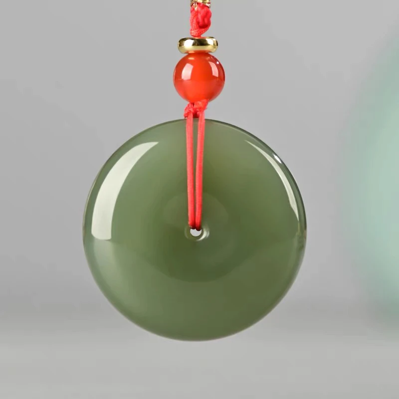 天然和田玉平安扣吊坠男女情侣宝宝款青海料晴水湖水绿玉石吊坠