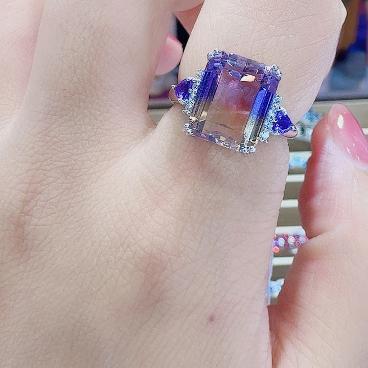 水晶戒指银S925镶嵌