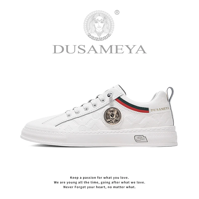 DUSAMEYA/杜莎米娅男士轻奢时尚百搭低帮小白鞋冬季透气板鞋D6683