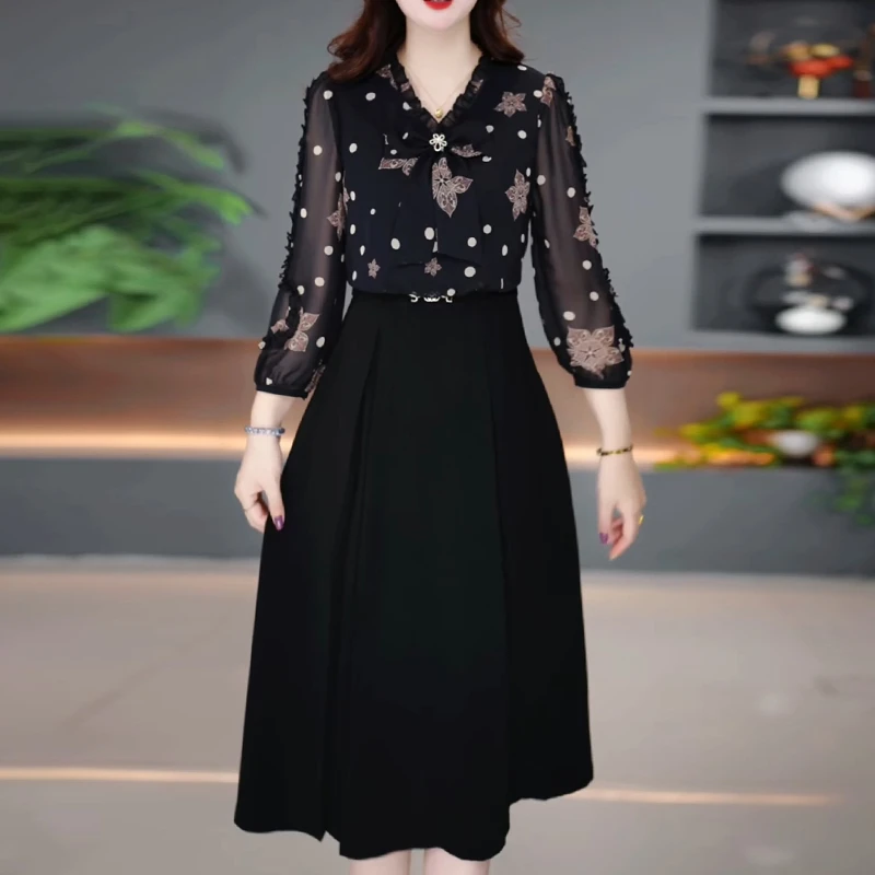 春夏气质显瘦拼接碎花显瘦裙子#1323