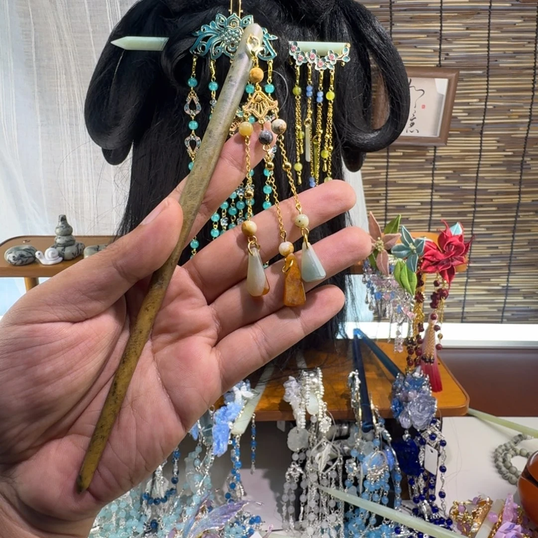 蛇纹石玉合金发饰