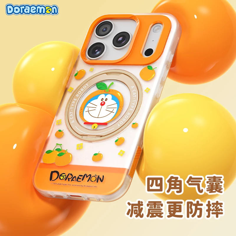 rock新年款蜡笔小新360旋转支点肤感壳适用苹果17ProMax磨砂多啦