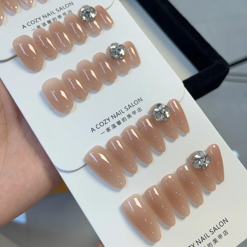 【甘露寺12片5.0版】手工甘露寺美甲穿戴甲显白高级气质裸色甲片贴