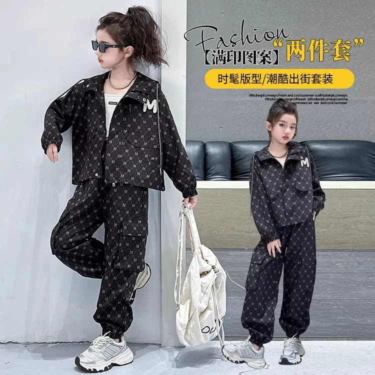 女童套装2025新款洋气儿童春秋款时髦中大童秋装休闲运动两件套潮