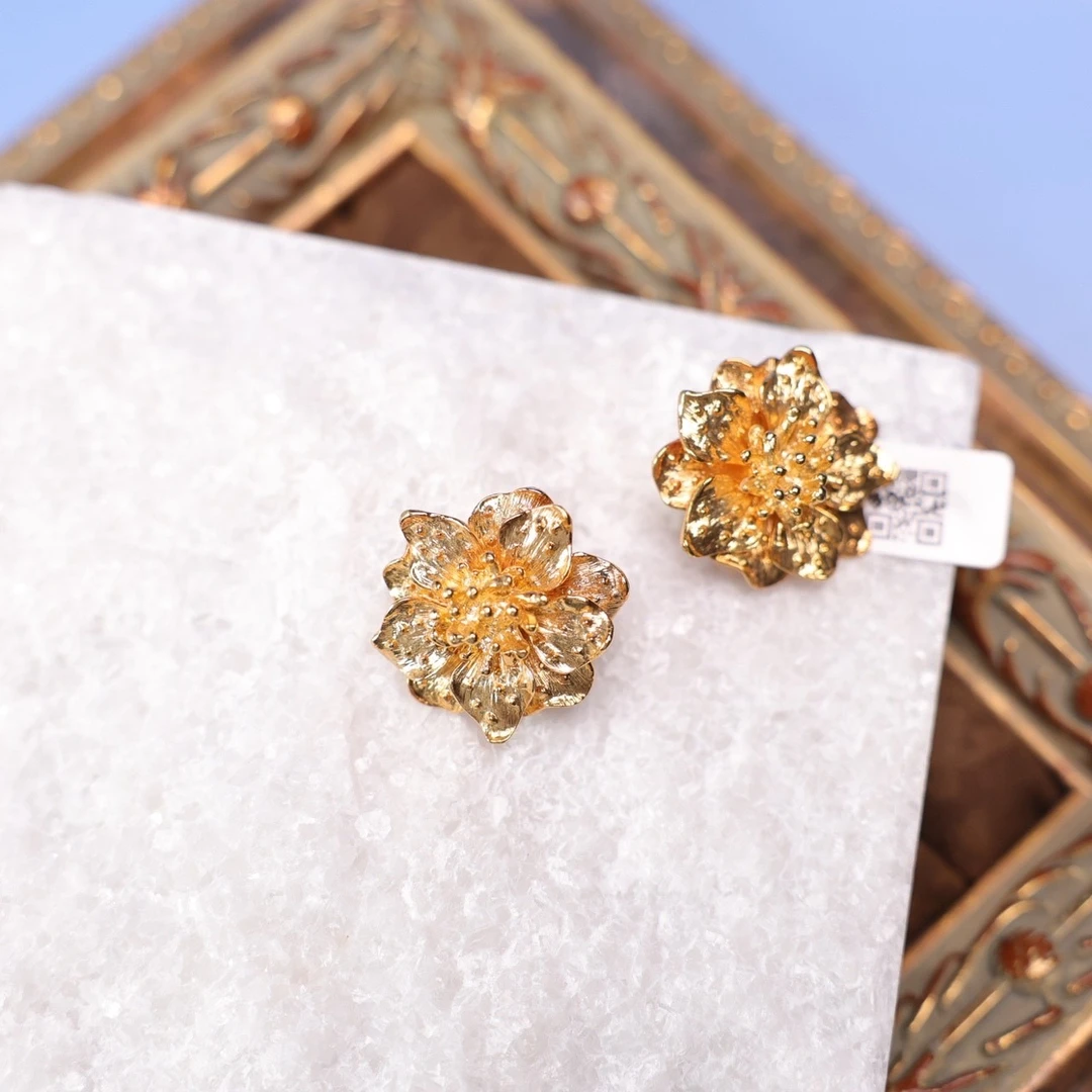 合金耳饰 柚礼中古/KJL金色花朵耳夹hz512076