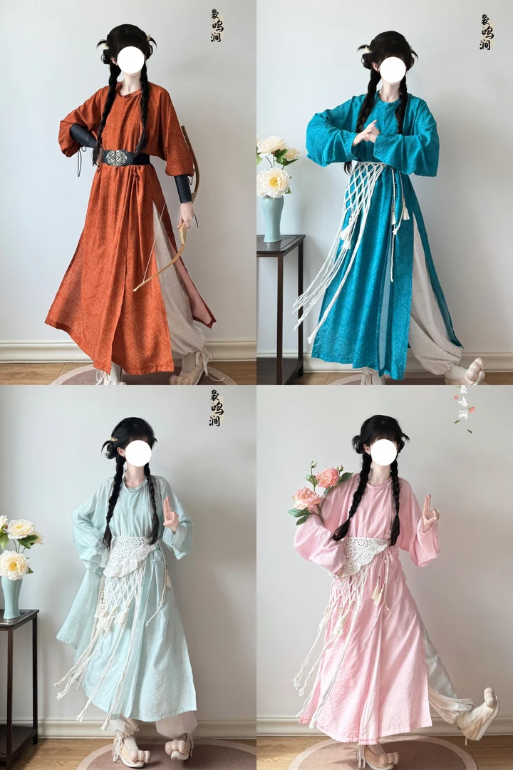 [暗纹圆领袍]鸟家原创唐制汉服复原暗纹人棉透气舒适休闲缺胯袍