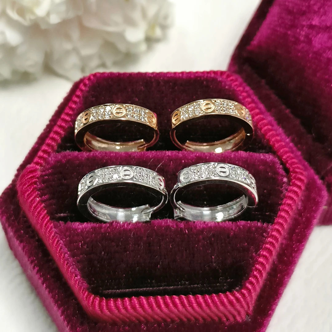 18k金钻石百搭耳圈小清新简约轻奢气质镶钻耳包耳饰/多样性发一件