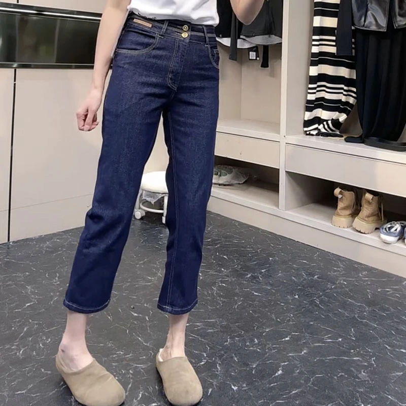 洋气直筒牛仔裤女2025新款秋季显瘦八分烟管裤大码时尚遮肉铅笔裤