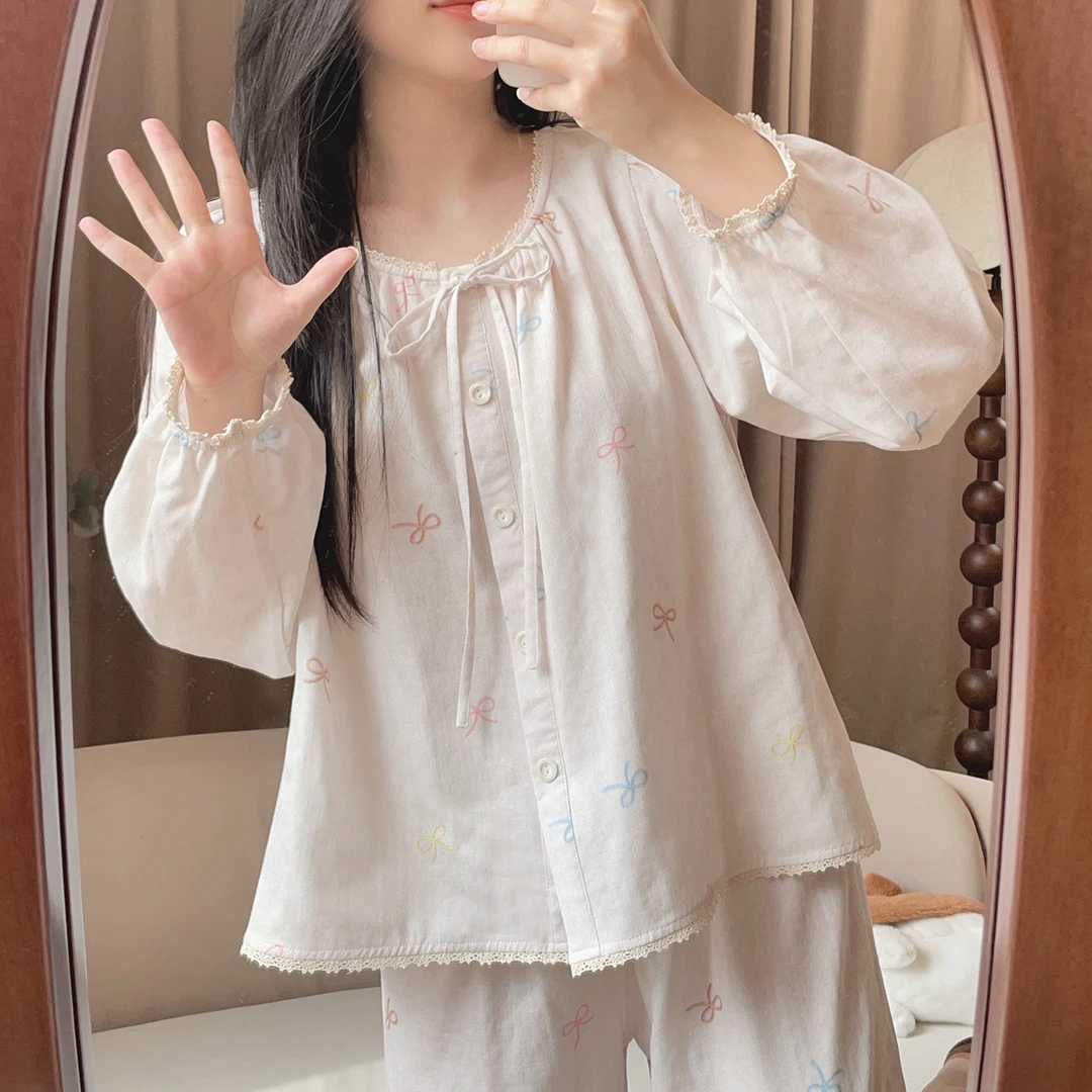 【6040燕麦】春秋季甜美长袖纯棉可外穿公主家居服睡衣宽松睡衣