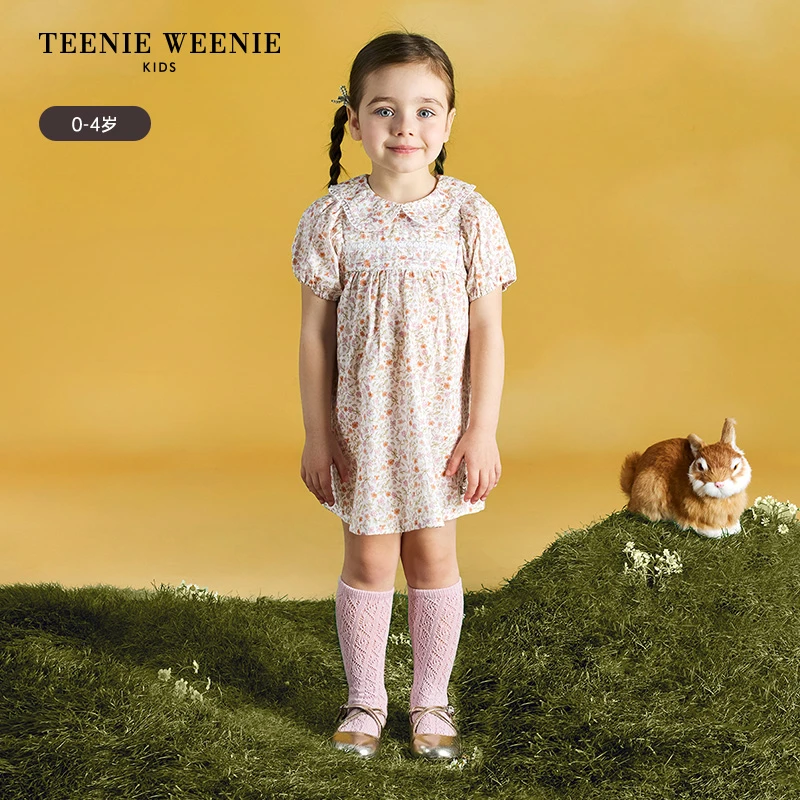 TeenieWeenieKids小熊童装25年春夏娃娃领碎花连衣裙T0OW252368A