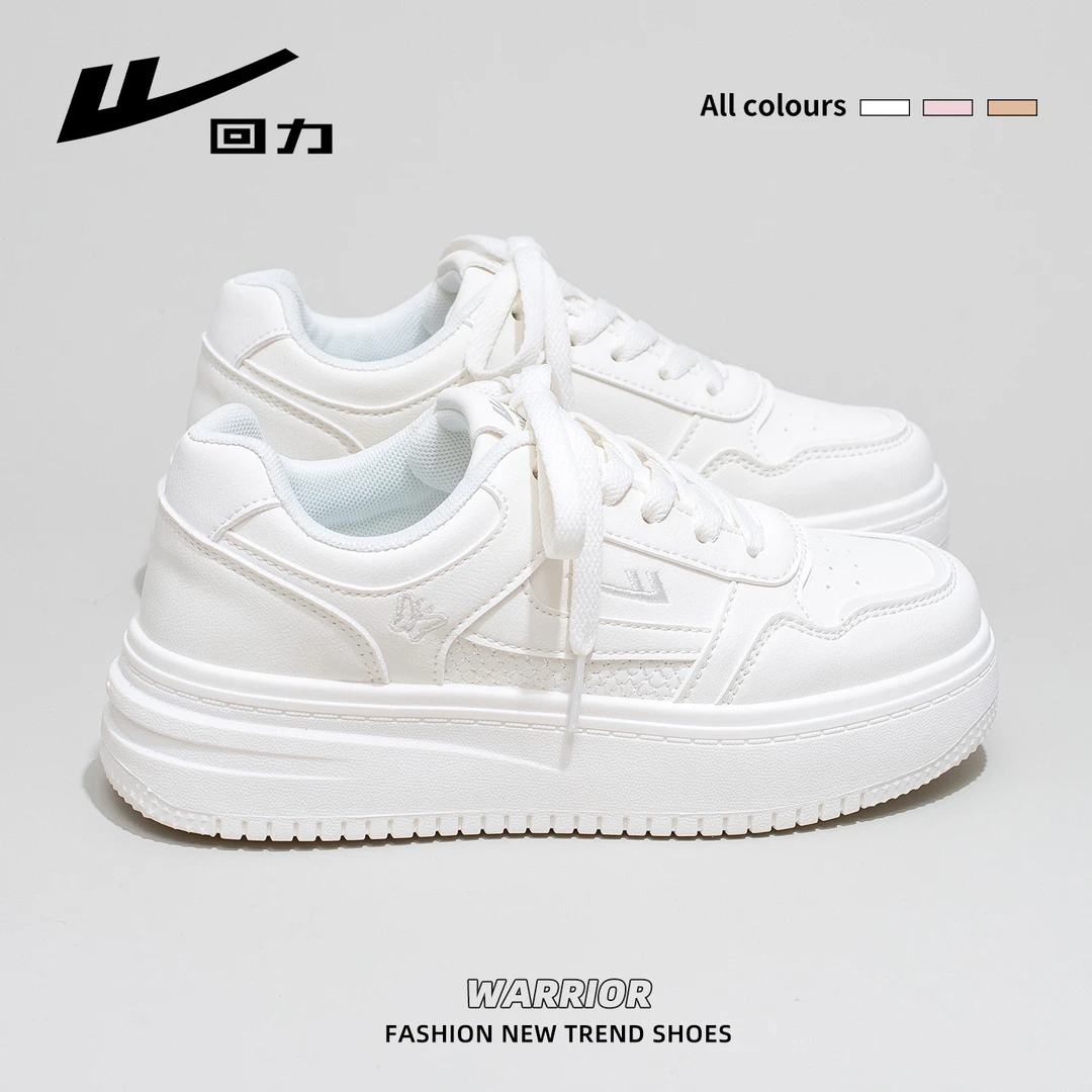 回力小白鞋女款2025冬季新款轻便厚底增高女鞋学生保暖棉鞋板鞋子