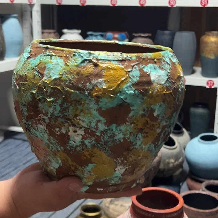 粗陶盆有孔高19口19