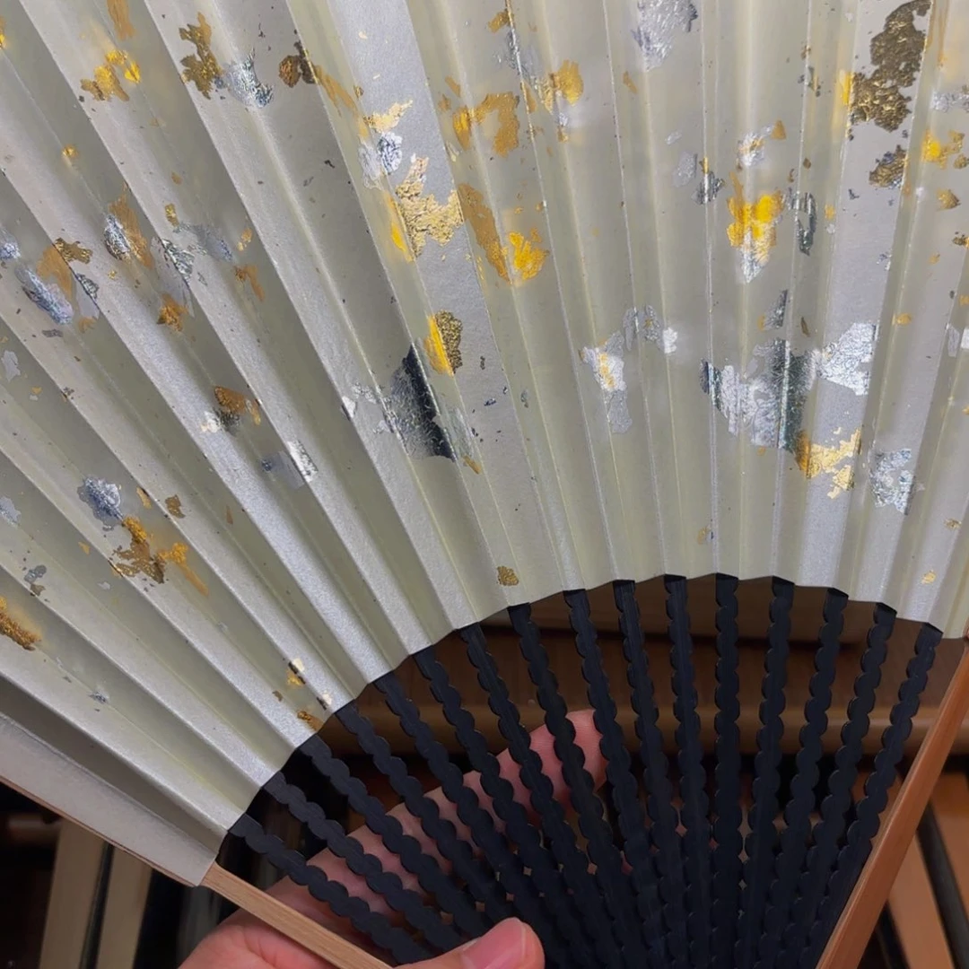 扇子白撒金龙鳞老川料158