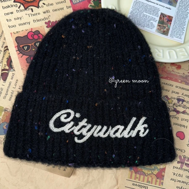 黑色毛绒字母冷帽包头帽可爱帽子韩版P552