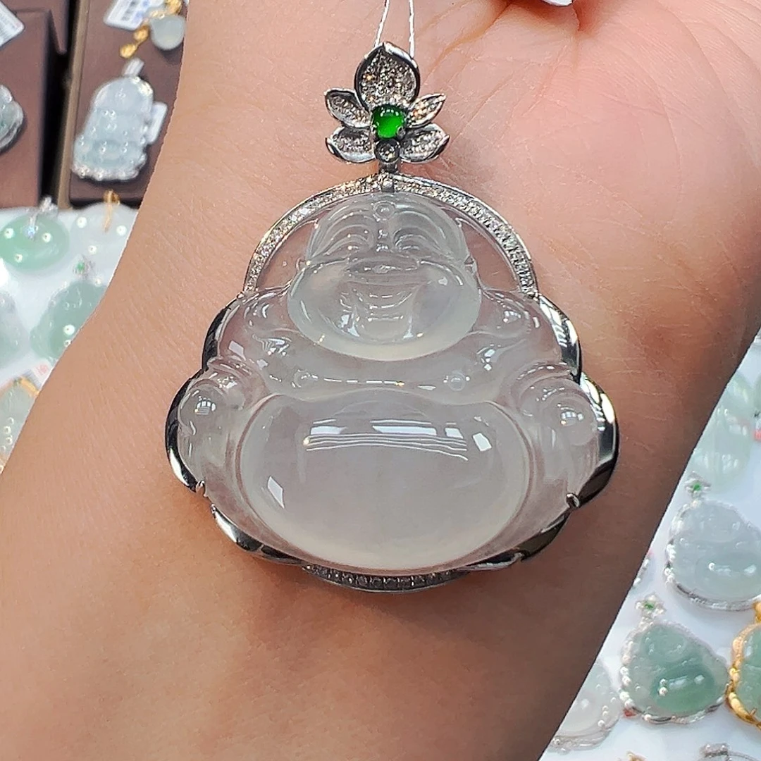翡翠18K金镶嵌吊坠(不含链)佛公